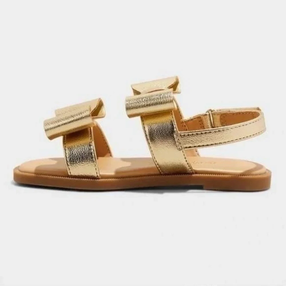 Cat‎ & Jack Ruby Bow Sandals Gold Toddler Girls Size 7 New With Tags